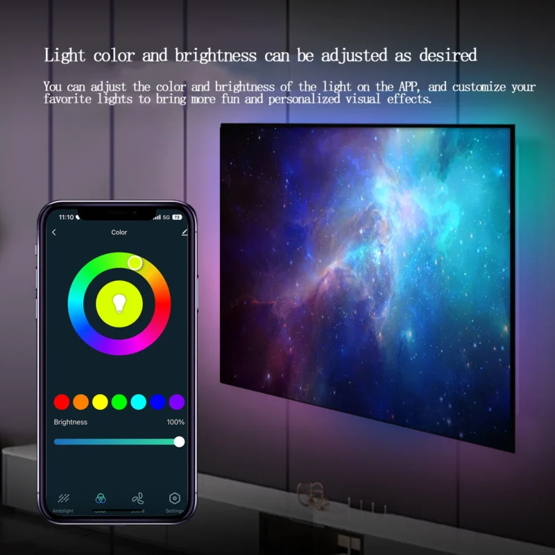 WiFi Tuya Smart Home Display Follow-Up Light With HDMI Box App Control TV Voice Light Strip LED Background Atmosphere Light US - Imagem 23