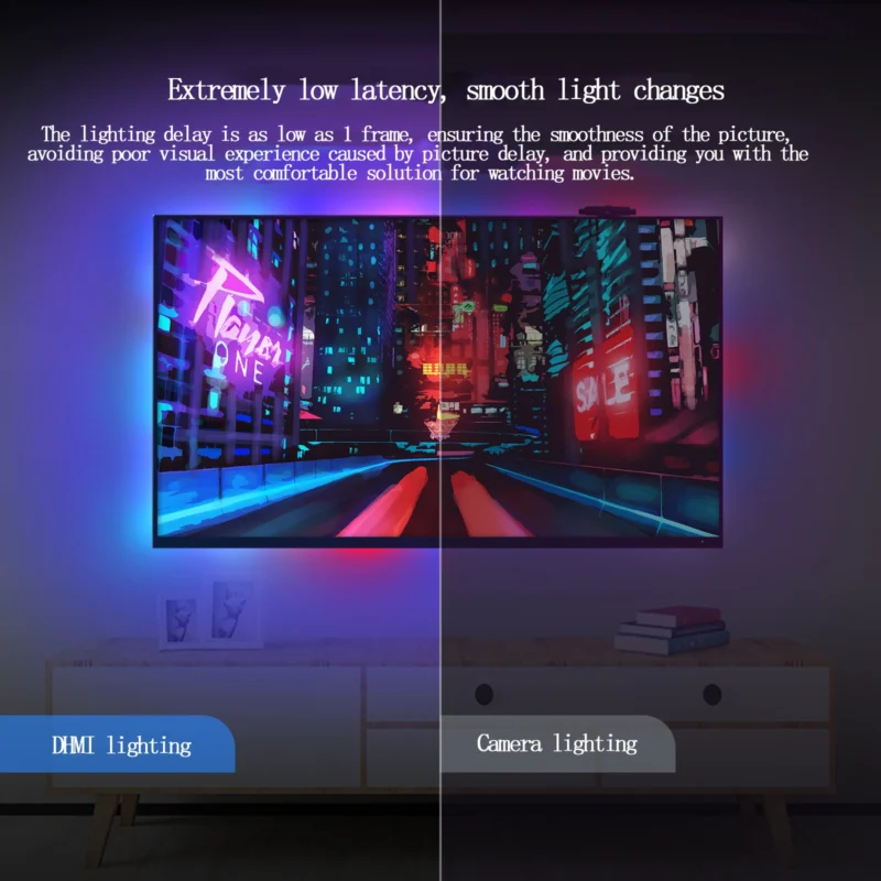 WiFi Tuya Smart Home Display Follow-Up Light With HDMI Box App Control TV Voice Light Strip LED Background Atmosphere Light US - Imagem 24