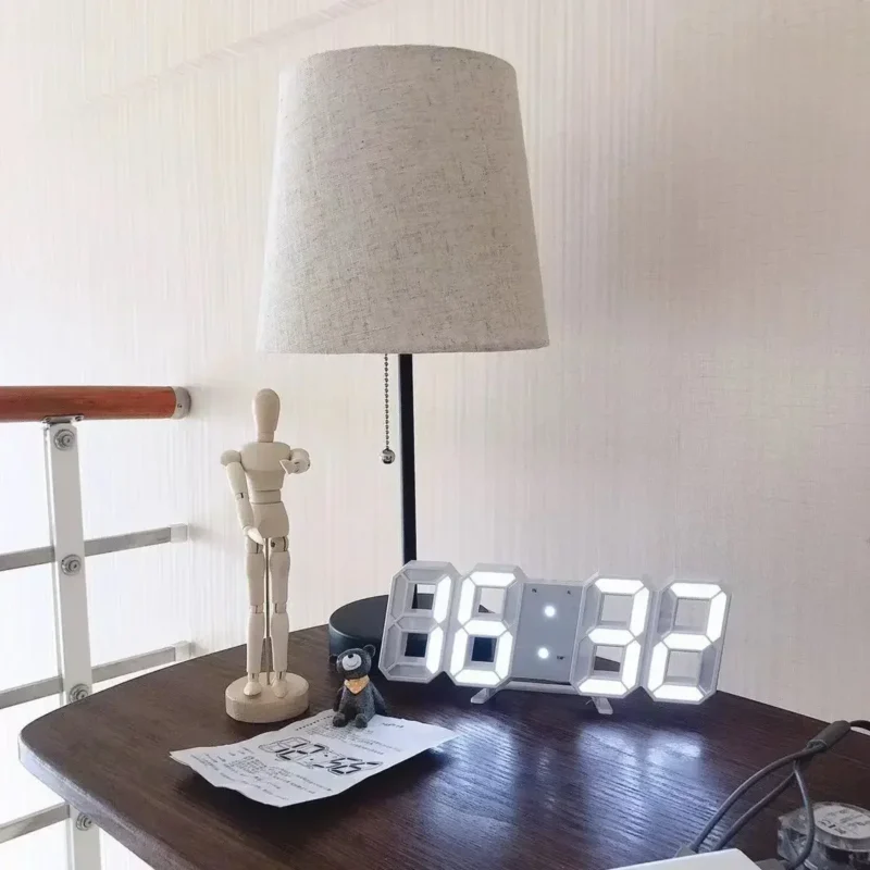 3D LED Digital Clock Wall Decoration Glow Night Mode Decoration for Bedroom Adjustable Electronic Watch Room Decor Aesthetics - Imagem 3