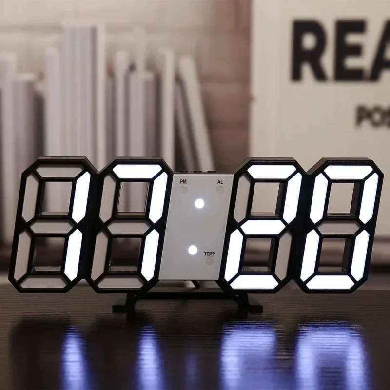 3D LED Digital Clock Wall Decoration Glow Night Mode Decoration for Bedroom Adjustable Electronic Watch Room Decor Aesthetics - Imagem 8